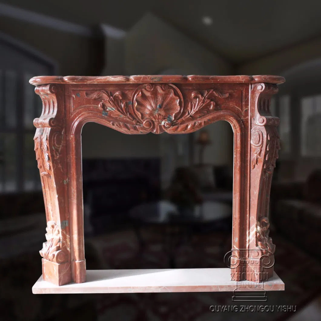 Simple Yet Elegant Red Marble Fireplace Mantel