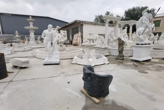 Colonne di scultura di donna in pietra scolpita decorativa domestica architettonica Colonna di scultura di marmo Statua di signora Pilastri per la decorazione del giardino (QCM111)